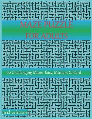 Book cover for Maze puzzle for adults 60 challenging mazes easy, mediam & hard