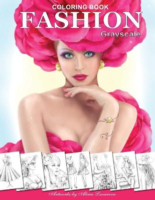 Book cover for FASHION Coloring Book. Grayscale