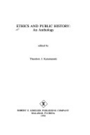 Cover of Ethics and Public History