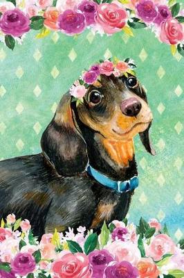 Book cover for Bullet Journal Notebook for Dog Lovers Black and Tan Dachshund in Flowers 2