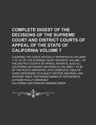 Book cover for Complete Digest of the Decisions of the Supreme Court and District Courts of Appeal of the State of California Volume 7; Covering the Cases Officially Reported in Volumes 1 to 147 of the Supreme Court Reports, Volume 1 of the District Courts of Appeal Repo