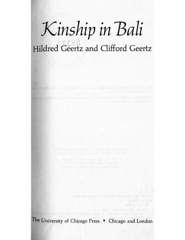 Book cover for Kinship in Bali