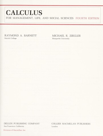 Book cover for Calculus for Management, Life, and Social Sciences