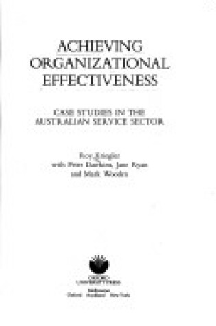 Cover of Achieving Organizational Effectiveness