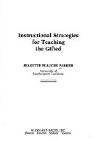 Cover of Instructional Strategies for Teaching the Gifted