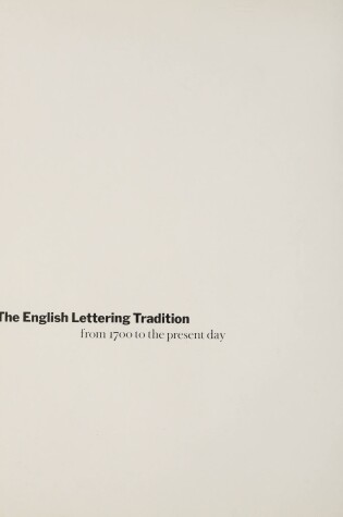 Cover of English Lettering Tradition from 1700 to the Present Day