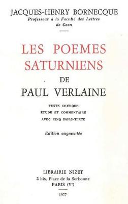 Book cover for Les Poemes Saturniens de Paul Verlaine