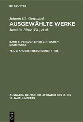 Cover of Versuch Einer Critischen Dichtkunst. Anderer Besonderer Theil
