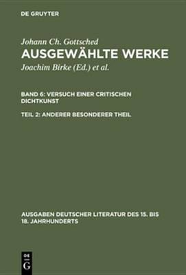 Book cover for Versuch Einer Critischen Dichtkunst. Anderer Besonderer Theil