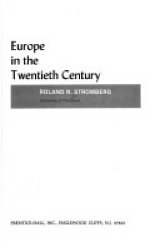 Cover of Europe in the Twentieth Century