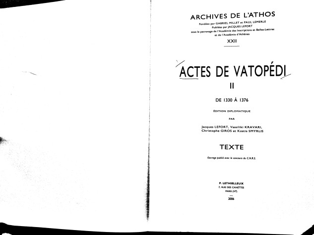 Cover of Actes de Vatopedi. II