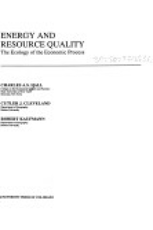 Cover of Energy and Resource Quality