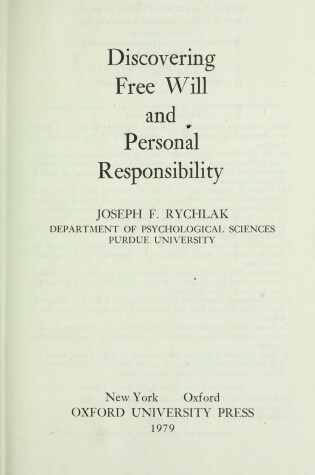 Cover of Discovering Free Will and Personal Responsibility