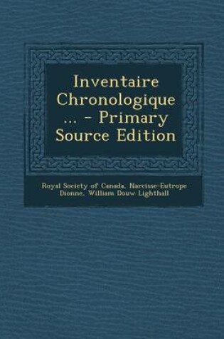 Cover of Inventaire Chronologique ...