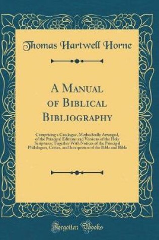 Cover of A Manual of Biblical Bibliography