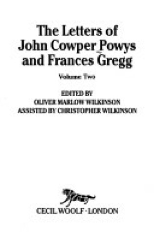 Cover of The Letters of John Cowper Powys to Frances Gregg