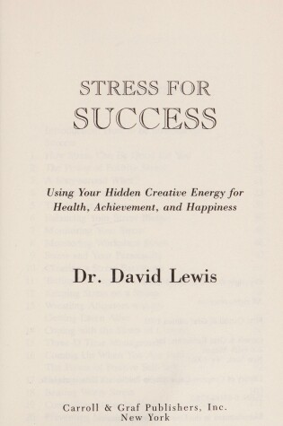 Cover of Stress for Success