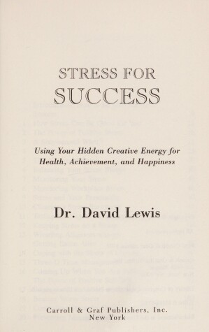 Book cover for Stress for Success