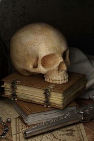 Cover of A Vintage Skull and Leather Bound Books Journal