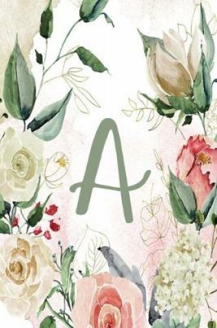 Cover of Notebook 6"x9" Lined, Letter/Initial A, Green Cream Floral Design