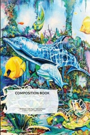Cover of Sea Turtle and Dolphins Composition Notebook, Narrow Ruled