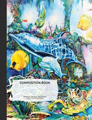 Book cover for Sea Turtle and Dolphins Composition Notebook, Narrow Ruled