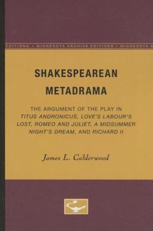 Cover of Shakespearean Metadrama