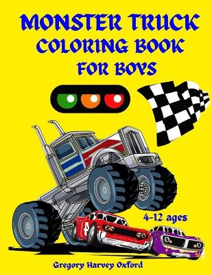 Book cover for Monster Truck coloring book for boys