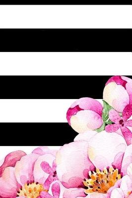 Cover of 2019 Daily Planner Black White Stripes Watercolor Floral Corner 384 Pages