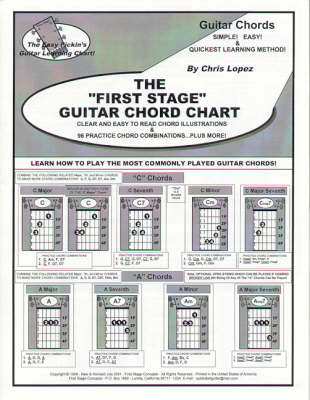 Book cover for The "First Stage" Guitar Chord Chart - Learn How to Play the Most Commonly Played Guitar Chords!