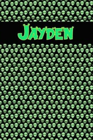 Cover of 120 Page Handwriting Practice Book with Green Alien Cover Jayden