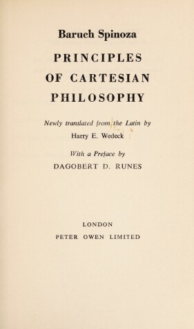 Book cover for Principles of Cartesian Philosophy