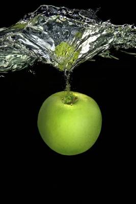 Book cover for Bright Green Granny Smith Apple Dropping Into Water Journal