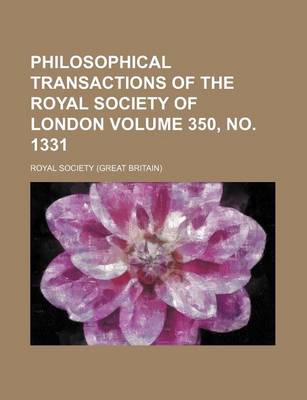 Book cover for Philosophical Transactions of the Royal Society of London Volume 350, No. 1331