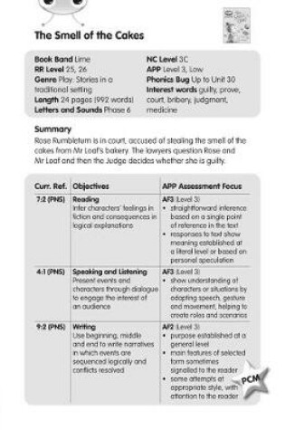 Cover of BC JD Plays Lime/3C The Smell of the Cakes Guided Reading Card