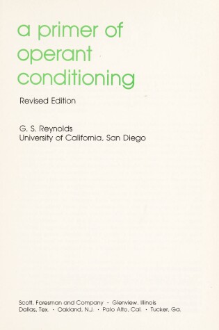 Cover of Primer of Operant Conditioning
