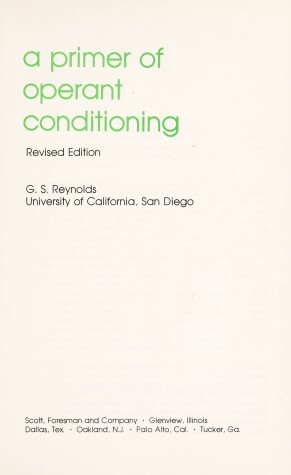 Book cover for Primer of Operant Conditioning