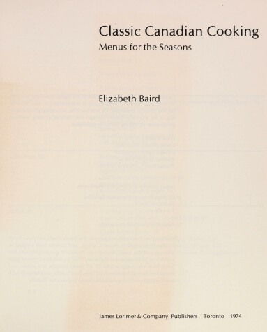 Book cover for Classic Canadian Cooking