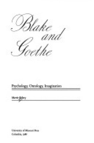 Cover of Blake and Goethe