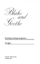 Book cover for Blake and Goethe