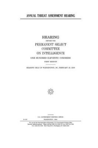 Cover of Annual threat assessment hearing