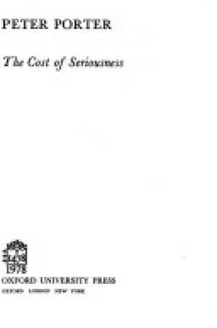 Cover of The Cost of Seriousness