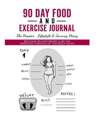 Book cover for 90 Day Food And Exercise Journal - The Passion, Lifestyle & Journey Diary