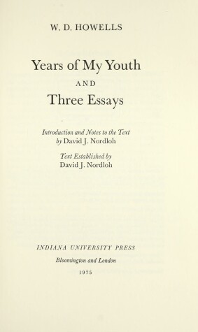 Book cover for Years of My Youth and Three Essays