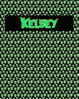 Book cover for 120 Page Handwriting Practice Book with Green Alien Cover Kelsey