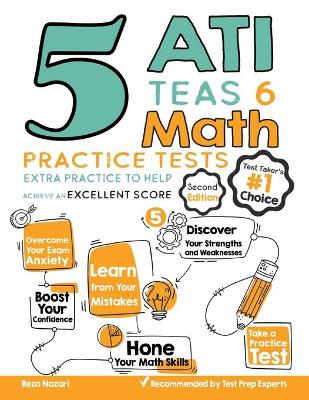 Book cover for 5 ATI TEAS 6 Math Practice Tests