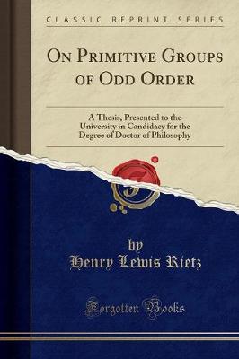 Book cover for On Primitive Groups of Odd Order