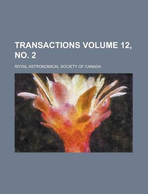 Book cover for Transactions Volume 12, No. 2