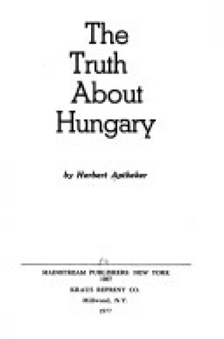 Cover of The Truth about Hungary