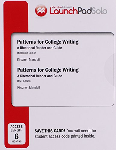 Cover of Launchpad Solo for Patterns for College Writing (Six Month Access)